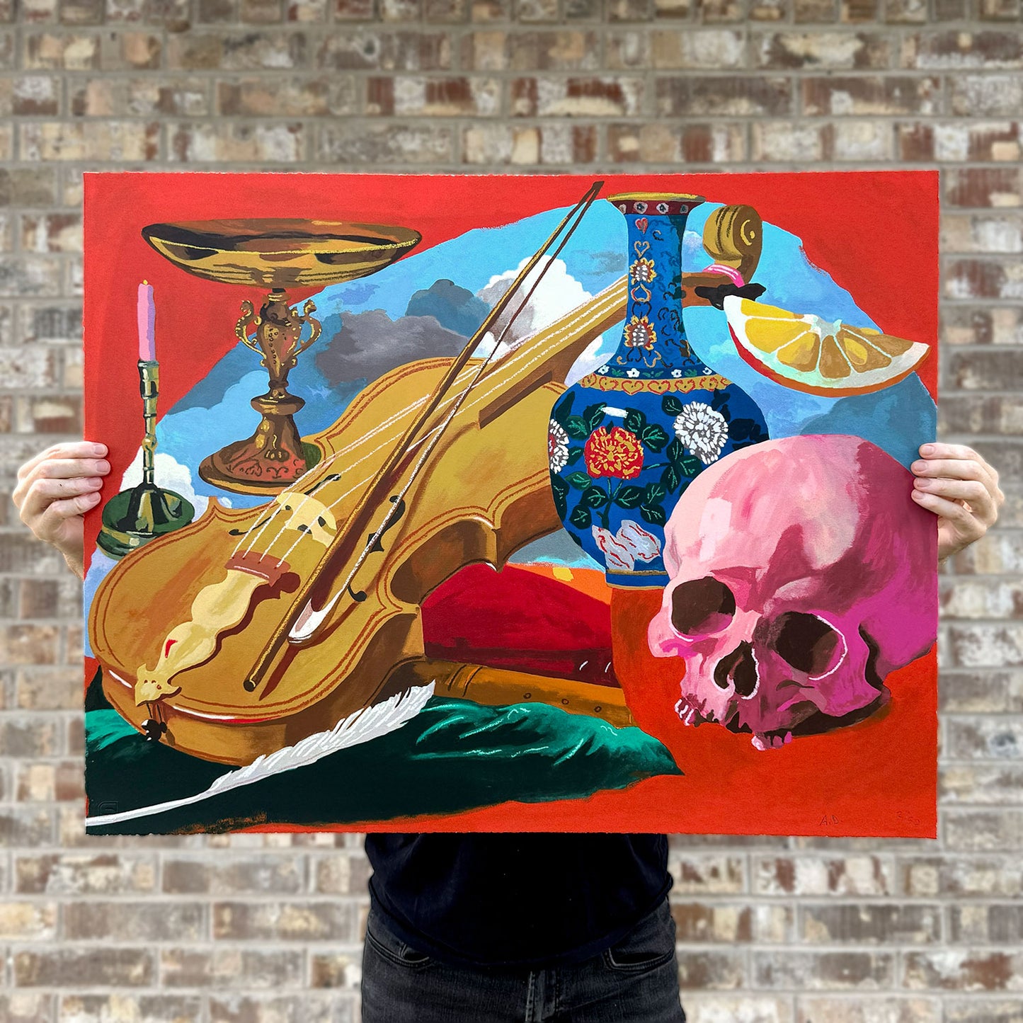 Red Composition with Violin