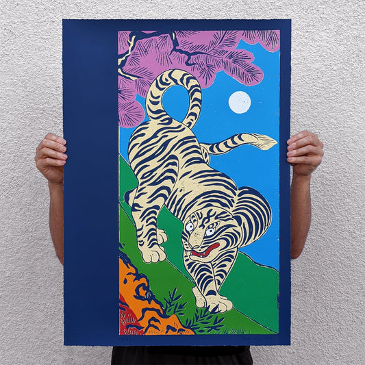 Tiger Prowling in the Moonlight